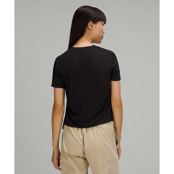 Lululemon Side Cinch Ribbed T-Shirt Black Women 6? Stretch Modal Crew Neck Yoga - Picture 10 of 12